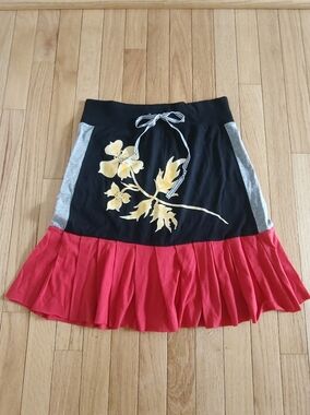 Free People vintage Y2K knit skirt ruffle drawstring XS
